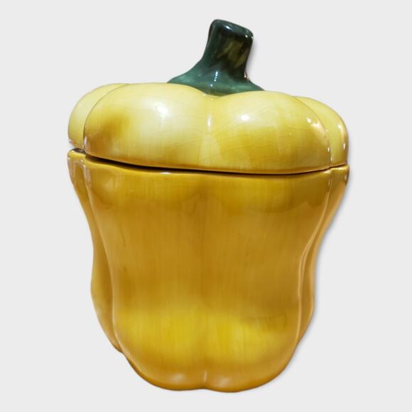 Harry And David Yellow Bell Pepper Canister 7" Jar Holds 1 Quart (4 Cups) - Picture 1 of 8